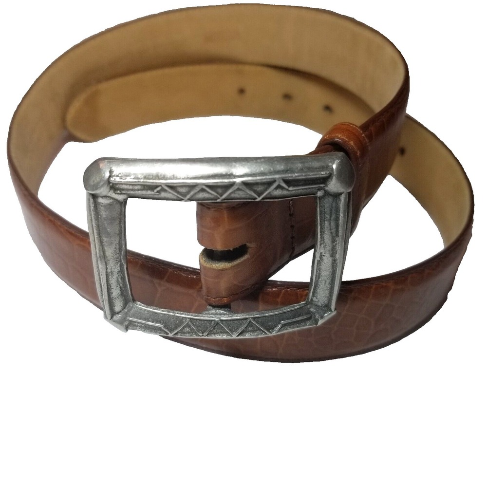 Cipriani Collection Italian Alligator Brown Belt Medium Square‎ Buckle